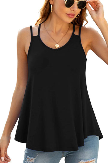 Women’s V-Neck Flowy Summer Two Spaghetti Straps Sexy Casual Sleeveless Tank Tops Shirts
